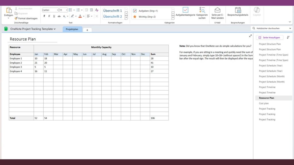 OneNote Project Tracking Template - NotesTemp.com